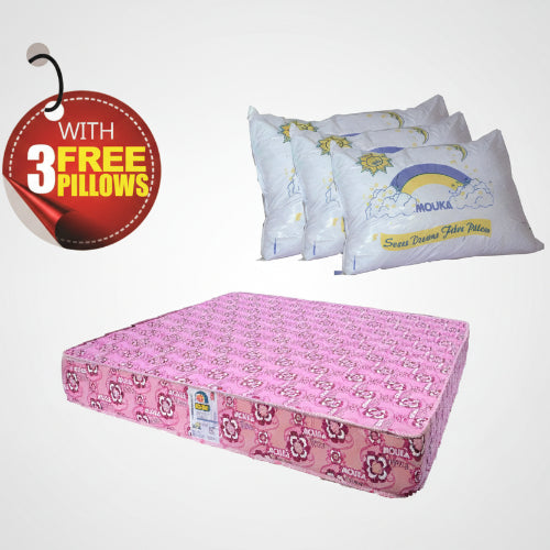 Super Flora - 757218 Mouka Mattress with 3 Pillows - L 6ft x W 6ft x H 18"(Lagos Only) @HOG - Home Office Garden Online Marketplace