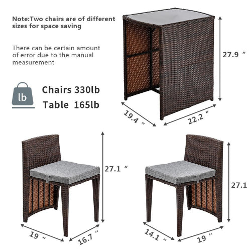 Zimtown 3 PCS Cushioned Outdoor Rattan Patio Set. @HOG - Home Office Garden Online Marketplace
