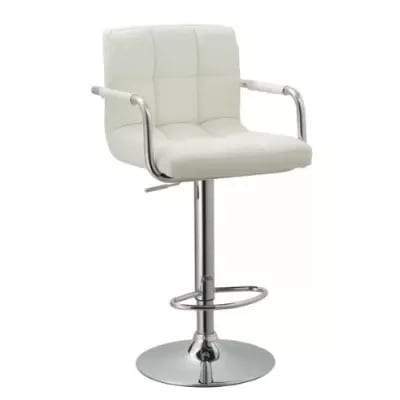 Backrest + Armrest Chrome Faux Leather Breakfast Barstool Swivel - White Home Office Garden | HOG-HomeOfficeGarden | online marketplace
