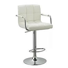 Backrest + Armrest Chrome Faux Leather Breakfast Barstool Swivel - White Home Office Garden | HOG-HomeOfficeGarden | online marketplace