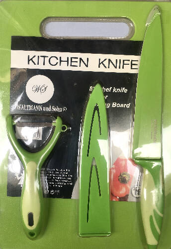 Waltmann and Sohn Kitchen Knife & Peeler and Cutting Board - 4 Piece Set