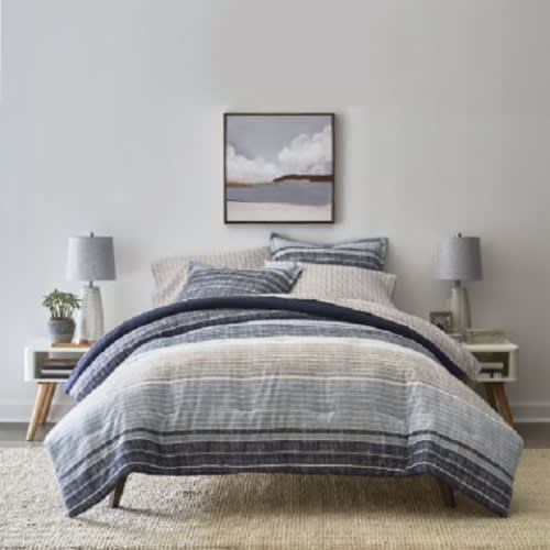 FiDEL Mercer Stripes Complete Reversible 8 Piece Bedding Set With Sheet