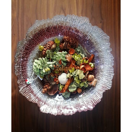 Hand Decorated Glitters Glazed Glass Bowl