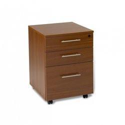 HOG Premium Mobile Locking File Cabinet on Castors - Walnut
