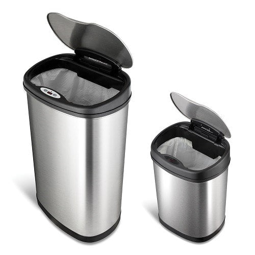 Motion Sensor Trash Can - Fingerprint-resistant Stainless Steel - 50L+ 12L