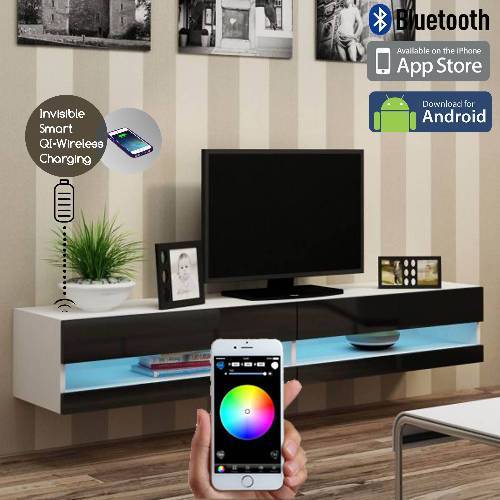 Smart LED Control Wireless Fast Charging Wall Mount TV Stand 2.0