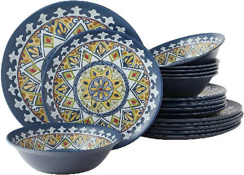 Mark Melamine Dinnerware Set - Olympus Medallion Art Deco - 18-piece Home, Office, Garden online marketplace