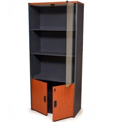 Wooden Glass Book Shelf-Full Height-Cherry