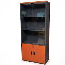 Wooden Glass Book Shelf-Full Height-Cherry