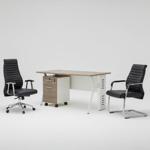 1.2 Metre Office Table and Black Swivel Chair with 1 Visitor Chairs @HOG - Home Office Garden Online Marketplace