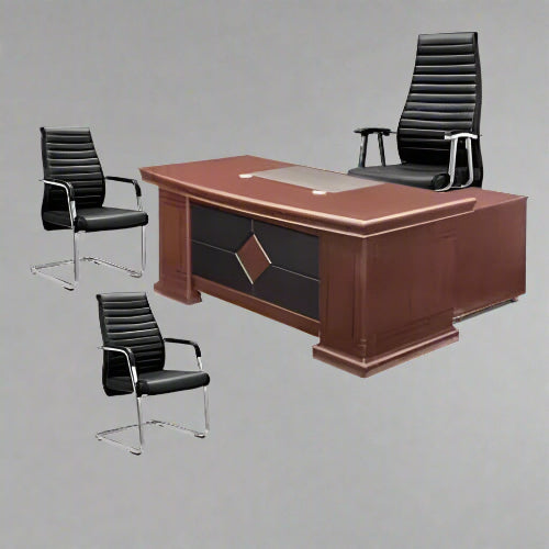 1.6 Metre Office Table and Black Swivel Chair with 2 Visitor Chairs @HOG - Home Office Garden Online Marketplace