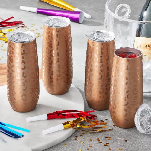 Member's Mark Stainless Steel Insulated Flute Tumblers with Lids - 4 Pack - 14oz.