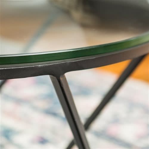 Walker Edison Geometric Glass Nesting Coffee Tables - Black