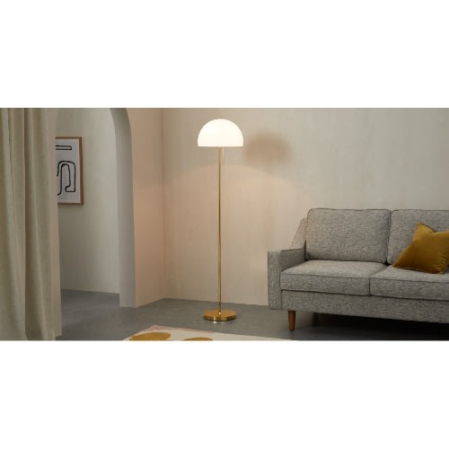 Collet Brass and Opal Glass Floor Lamp