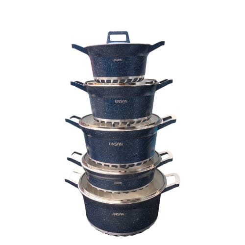 Linsan 10 Piece Die Cast Cookware Set - Blue. Home Office Garden | HOG-HomeOfficeGarden | online marketplace