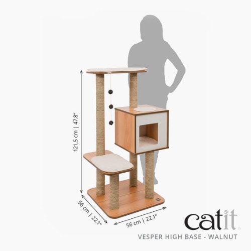 Vesper Cat Tree - Scratching Post with Condo - Walnut Furniture