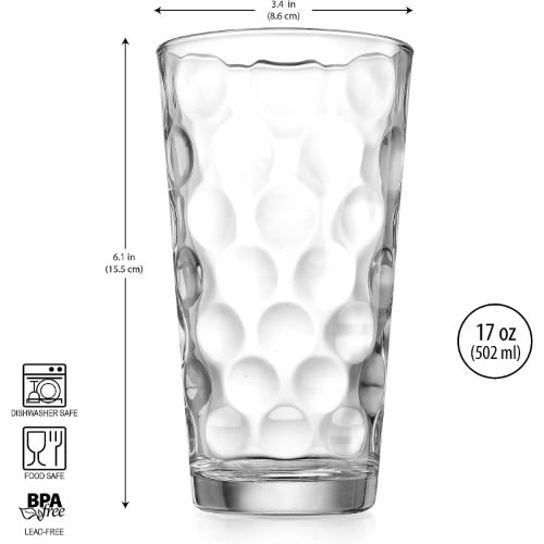 Home Essentials & Beyond Drinking Glasses [Set of 10] Highball Glass Cups