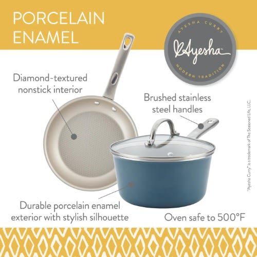 Ayesha Curry Home Collection - 12 Piece Aluminium Nonstick Cookware Set - Twilight Teal. Home Office Garden | HOG-HomeOfficeGarden | online marketplace