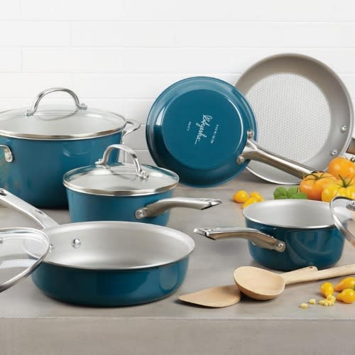 Ayesha Curry Home Collection - 12 Piece Aluminium Nonstick Cookware Set - Twilight Teal. Home Office Garden | HOG-HomeOfficeGarden | online marketplace