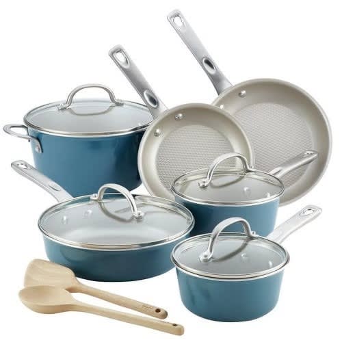 Ayesha Curry Home Collection - 12 Piece Aluminium Nonstick Cookware Set - Twilight Teal. Home Office Garden | HOG-HomeOfficeGarden | online marketplace