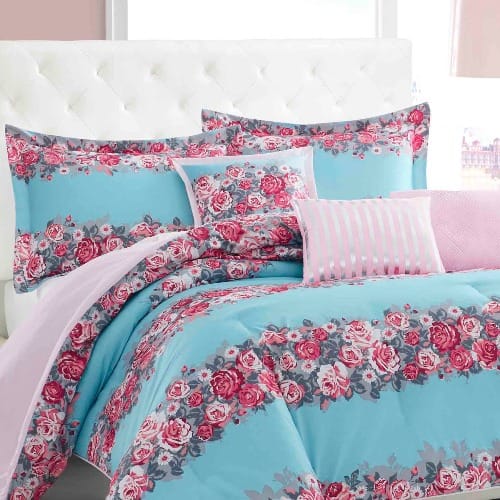 Betsey Johnson Floral Microfiber Plain Weave Washable Comforter Sets - Full/queen