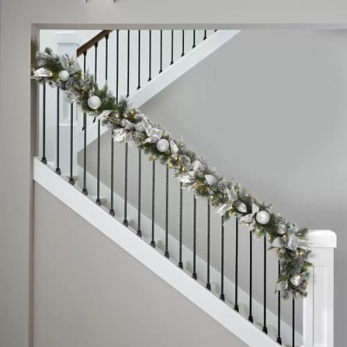 9ft Pre-lit Garland with Plug in Lights - Silver