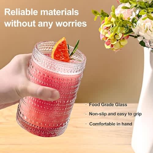 Jupiter Clear Ice Vintage Drinking Glasses Set of 6 - 13oz