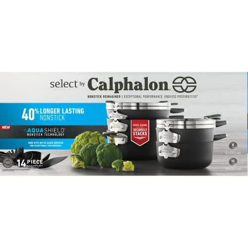 Calphalon Space-Saving Aquashield Nonstick 14-piece Cookware Set
