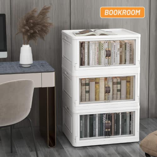 Collapsible Storage Bins with Lids and Doors – 3 Pack