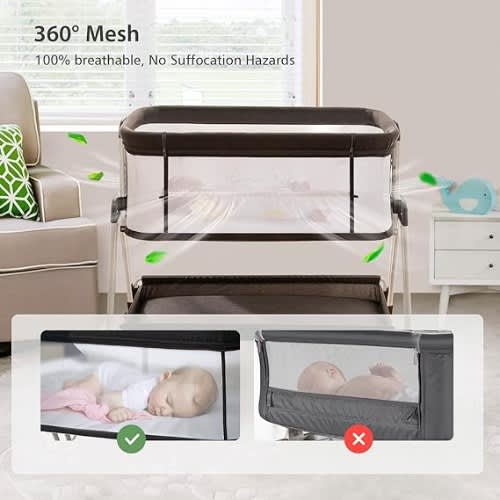 Fodoss Baby Bassinet Bedside Sleeper with Wheels and Storage Tray