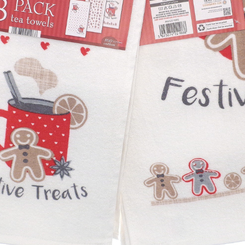 3 Pack Velour Tea Towels – Festive Treats @HOG - Home Office Garden Online Marketplace