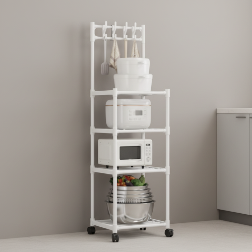 4/5-tier Movable Storage Rack, Kitchen Organizer With Hooks @HOG - Home, Office, Garden, Online Marketplace
