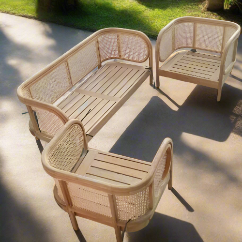 5 Seat Rattan Wooden Garden Sofa Set. @HOG - Home Office Garden Online Marketplace