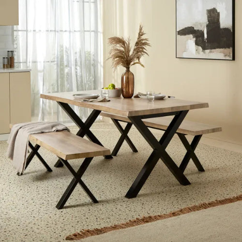 6 Seater Rectangular Dining Table with 2 Benches. @HOG - Home Office Garden Online Marketplace
