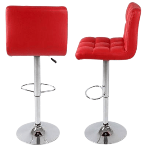 Backrest Chrome Faux Leather Kitchen Breakfast Barstool Swivel - Red @HOG - Home Office Garden Online Marketplace