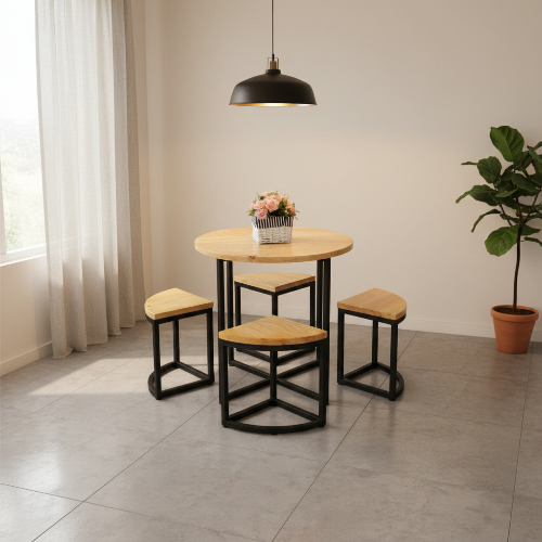 Brown Wooden 4 Seater Dining Table