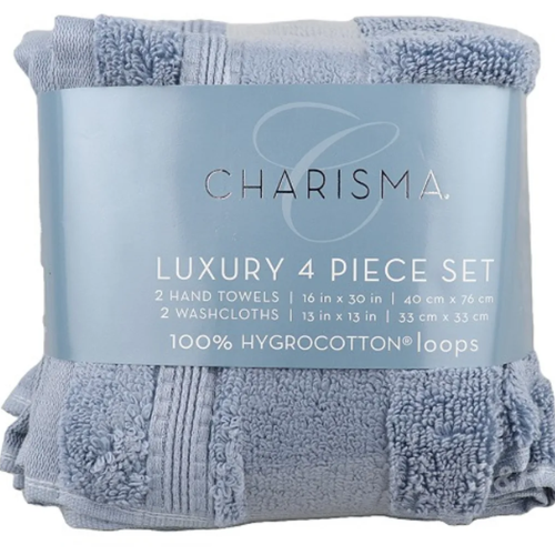 Charisma 4-piece Hand And Washcloth Towel Set - 100% Hygrocotton - Blue @HOG - Home, Office, Garden, Online Marketplace
