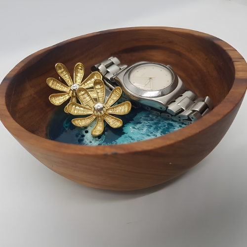 Eclectic Wood and Resin Trinket Bowl  @HOG - Home, Office, Garden, Online Marketplace