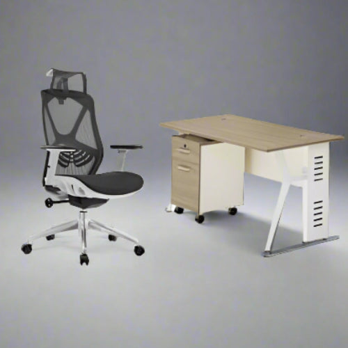 Ergonomic Swivel Mesh Chair with 4 Feet Office Desk @HOG - Home Office Garden Online Marketplace