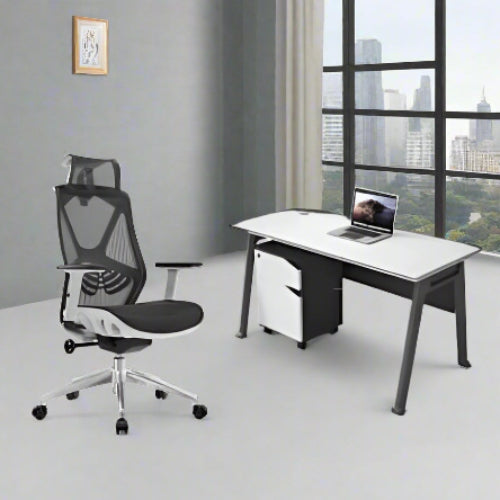 Ergonomic Swivel Mesh Chair with 4 Feet Office Desk @HOG - Home Office Garden Online Marketplace