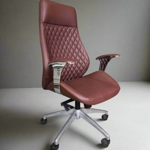 High Back Dark Brown Leather Executive Swivel Office Chair with Arms @HOG - Home Office Garden Online Marketplace