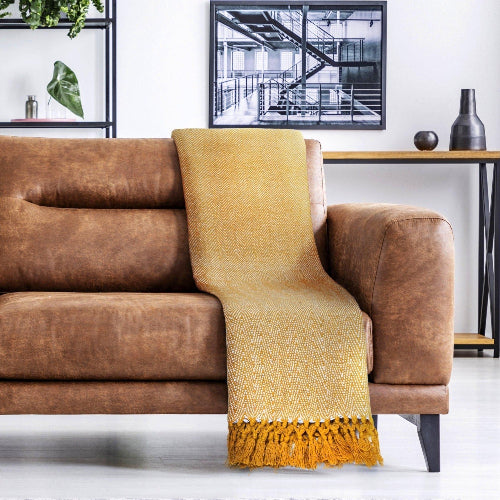 Lifestyle by Emma Barclay Herringbone Throw 127x152 – Ochre  @HOG - Home Office Garden Online Marketplace