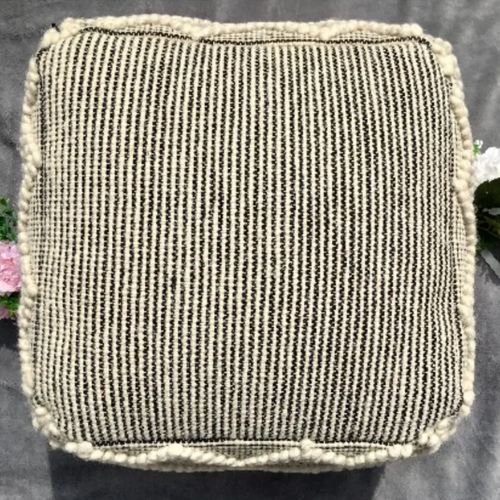 Lory Black/White Striped Pouf/ottoman @HOG - Home, Office, Garden, Online Marketplace
