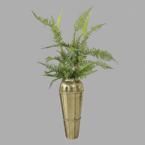 Metallic Gold Vase with Artificial Fern Arrangement.  @HOG - Home, Office, Garden, Online Marketplace