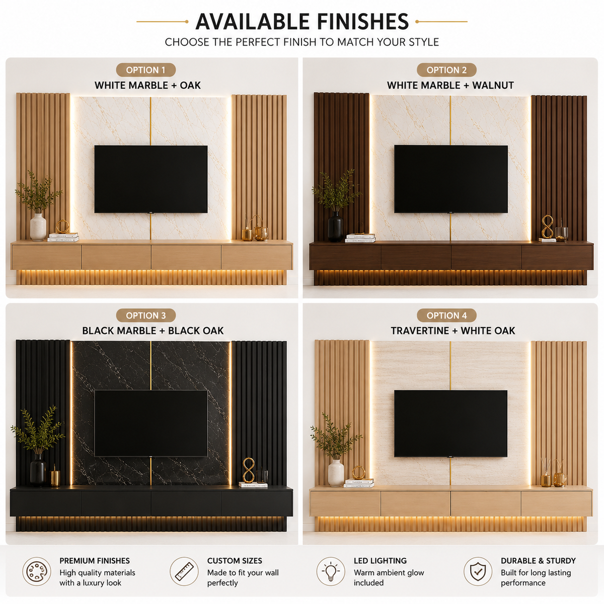 Minimalist modern TV unit flute panel wall