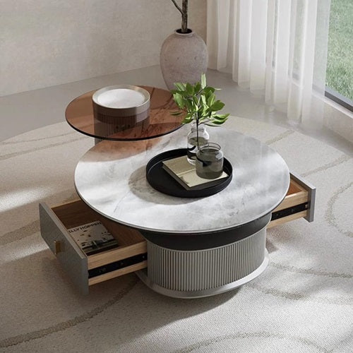 Modern Dual-Tier Marble Coffee Table with Storage @HOG - Home Office Garden Online Marketplace