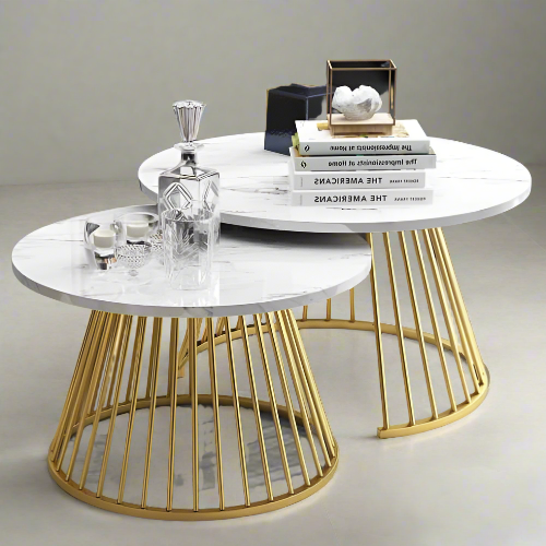 Modern Round Marble and Gold Coffee Table Set @HOG - Home Office Garden Online Marketplace