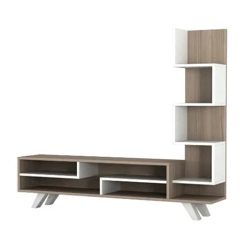 Modern Tv Stand White Walnut up to - 55 Inches. @HOG - Home Office Garden Online Marketplace