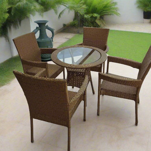Outdoor Rattan Patio Table + 4 Chairs. @HOG - Home Office Garden Online Marketplace