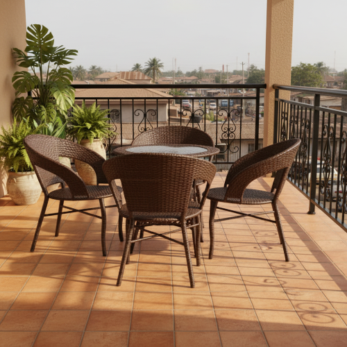 Outdoor Rattan Patio Table + 4 Chairs